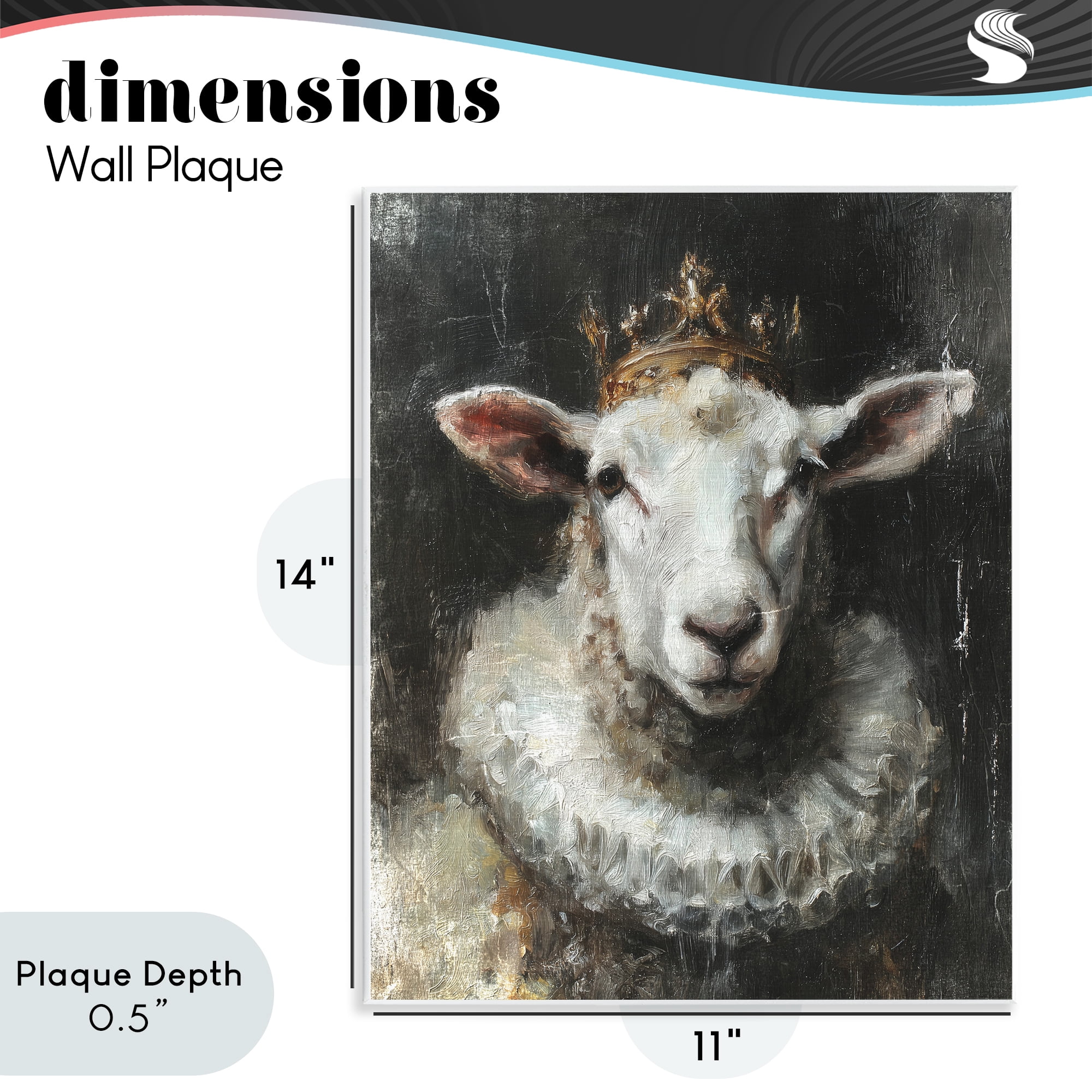 Stupell Industries Crowned Sheep Portrait Wall Plaque Art, design by Svetlana Aleynikova