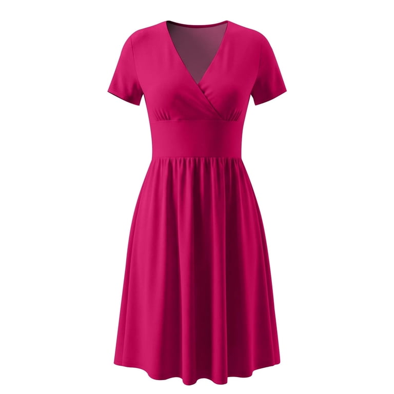 women's hot pink cocktail dress asdoklhq Dresses for Lady Mother Of The Bride Dresses A Line Solid Color Casual Dress 2X Marigold Chiffon Bridesmaid