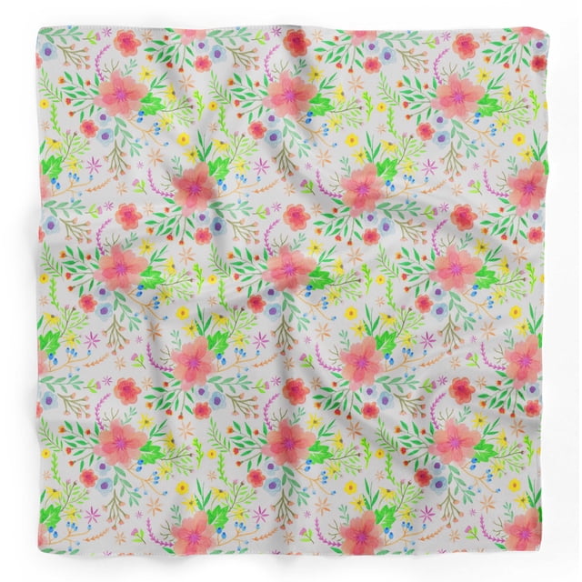 Bimba Foulard Dupatta en Pure Soie Imprimée à Feuilles Blanches et Fleurs d'Oléandre, Foulard Bandana pour Tête et Cou pour Femmes 40 x 40 Pouces