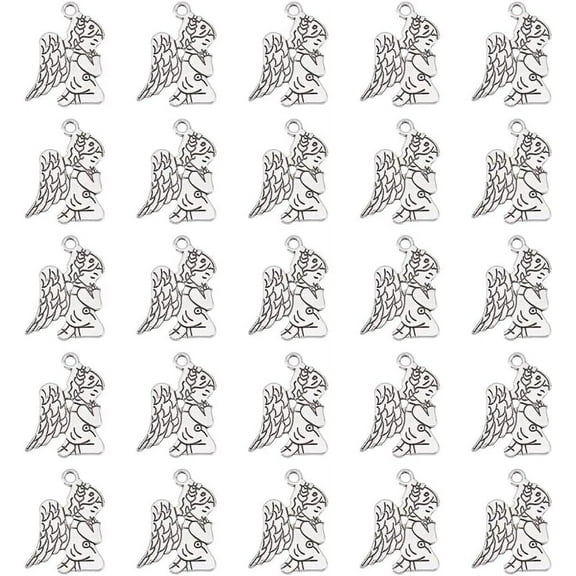 1 Set 60Pcs Angel Charms Tibetan Style Alloy Pendants Praying Angel Pendants Jewelry Making Charms Metal Charm for Christmas Earrings Necklace Bracelet Supplies Craft Antique Silver
