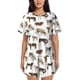 thumbnail image 1 of Balery Cow Conjunto de Pijama para Mujer con Estampado, Dos Piezas de Manga Corta y Shorts, Ropa de Dormir Suave con Cuello Redondo y Bolsillos-Medium, 1 of 6