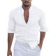 thumbnail image 1 of Camisas Hombre Camisa de manga corta para hombre, informal, de otoño, con cuello levantado, a rayas, con hebilla elástica (White, S), 1 of 7