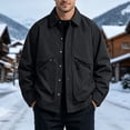 thumbnail image 2 of LODIENY Mens Big and Tall (M-5XL) Jacket Classic Fit Collared Outdoor Windbreaker Relaxed Fit Snap Button Coat with Zipper Pockets Black XXL, 2 of 5