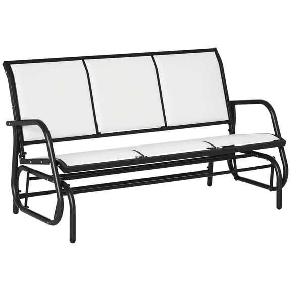 Resenkos 3-Seater Outdoor Swing Bench, Mesh Fabric, Metal Frame, Comfortable Patio Glider, Perfect for Porch Seating,Cream White