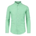 thumbnail image 1 of Camisa de vestir para hombre, manga larga, clásica, color sólido, ajustada, con botones Verde S, 1 of 6
