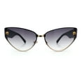 thumbnail image 5 of Womens Metal Frame Rimless Oversized Luxury Fashion Cat Eye Sunglasses Gold Black - Smoke, 5 of 7