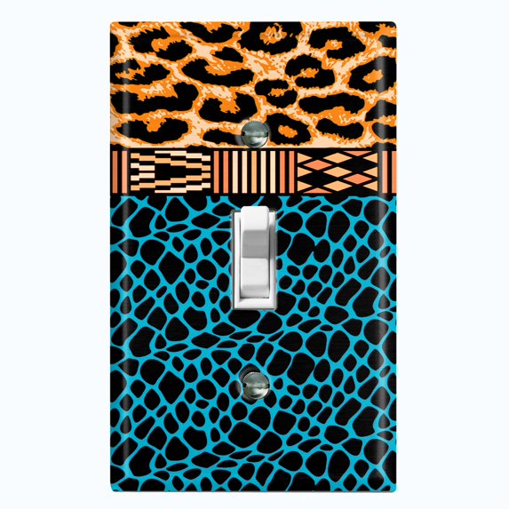 Metal Light Switch Plate Cover African Safari Animal Print Tribal Art Pattern SFR047