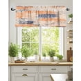 thumbnail image 2 of Orange Abstract Texture Kitchen Valances for Windows Modern Retro Mottled Valance Curtains&nbsp; for Kitchen /Living Room/Bedroom/ Bathroom Decor, 42"x12 " ,Rod Pocket 1 Panel, Blue Beige, 2 of 7