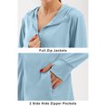 thumbnail image 6 of Guieoi Womens Shirts under $5 Womens Casual Hoodies Spandex Long Sleeve Hooded Lattice Splicing Shirts Zipper Sweatshirts Blue, 6 of 7