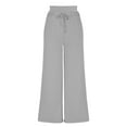 thumbnail image 4 of ZHOUCHANKIDS Women's Casual High Waist Wide Leg Pants with Drawstring for Comfort Flexibility and Versatility During Outdoor Activities and Fitness Sessions Gray, 4 of 6