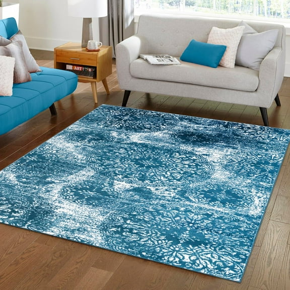 Unique Loom Sofia Collection Area Rug - Grand (5' 1" x 8' Rectangle Blue/Ivory)