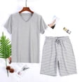 thumbnail image 1 of Men's Pajama Set Designed for Home Daily Wear Loose Fit Top and Bottom Wear with Striped Pattern for Seasonal Comfort, 1 of 3