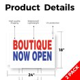 thumbnail image 2 of Boutique Now Open Yard Sign 2 Pack of 18 Inch x 24 Inch Double Sided Weatherproof Heavy-Duty Plastic with Stake | Fashion Apparel, Unique Finds, Grand Opening Promotions | Made in USA, 2 of 7