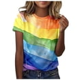 thumbnail image 3 of Womens T Shirts Summer Loose Short Sleeve Gradient Print Tops Spring 2026 Crew Neck Casual Basic Tees, 3 of 6