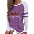 thumbnail image 2 of Hauts d'Été pour Femmes T-Shirt à Col Rond à Imprimé Patchwork Décontracté de Noël Tee Blouse Hauts Blouses pour Femmes Été en Liquidation, 2 of 6