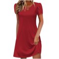 thumbnail image 3 of ClodeEU Women's Simple T Shirt Loose Dress,Cut Out Neckline,Short Sleeve Casual Mini Dress A-Red,Womens Plus XXL, 3 of 6