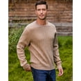 thumbnail image 4 of Kallspin Men’s Wool Blend Crew Neck Cable-Knit Pullover Sweaters(Coffee, X-Large,Tall), 4 of 8