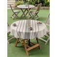 thumbnail image 5 of Outdoor Tablecloth with Umbrella Hole Zipper Grey Striped Round Tablecloth 54" Waterproof Outside Table Cloth Beige Geometric Modern Minimalist Patio Table Cover Tablecloths for Picnic Party, 5 of 8