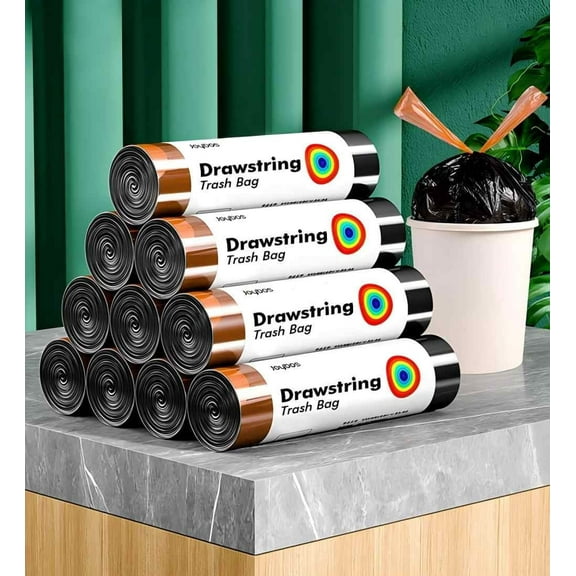 Joybos Small Drawstring Trash Bags, Extra-Strong Garbage Can Liners, Easy-Dispense Roll for Kitchen & Household Use, 4 Gal 150 Count