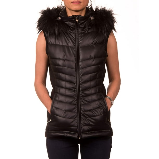 Nanette Lepore - Nanette Lepore Tissue PU Vest with Detachable Faux Fur ...