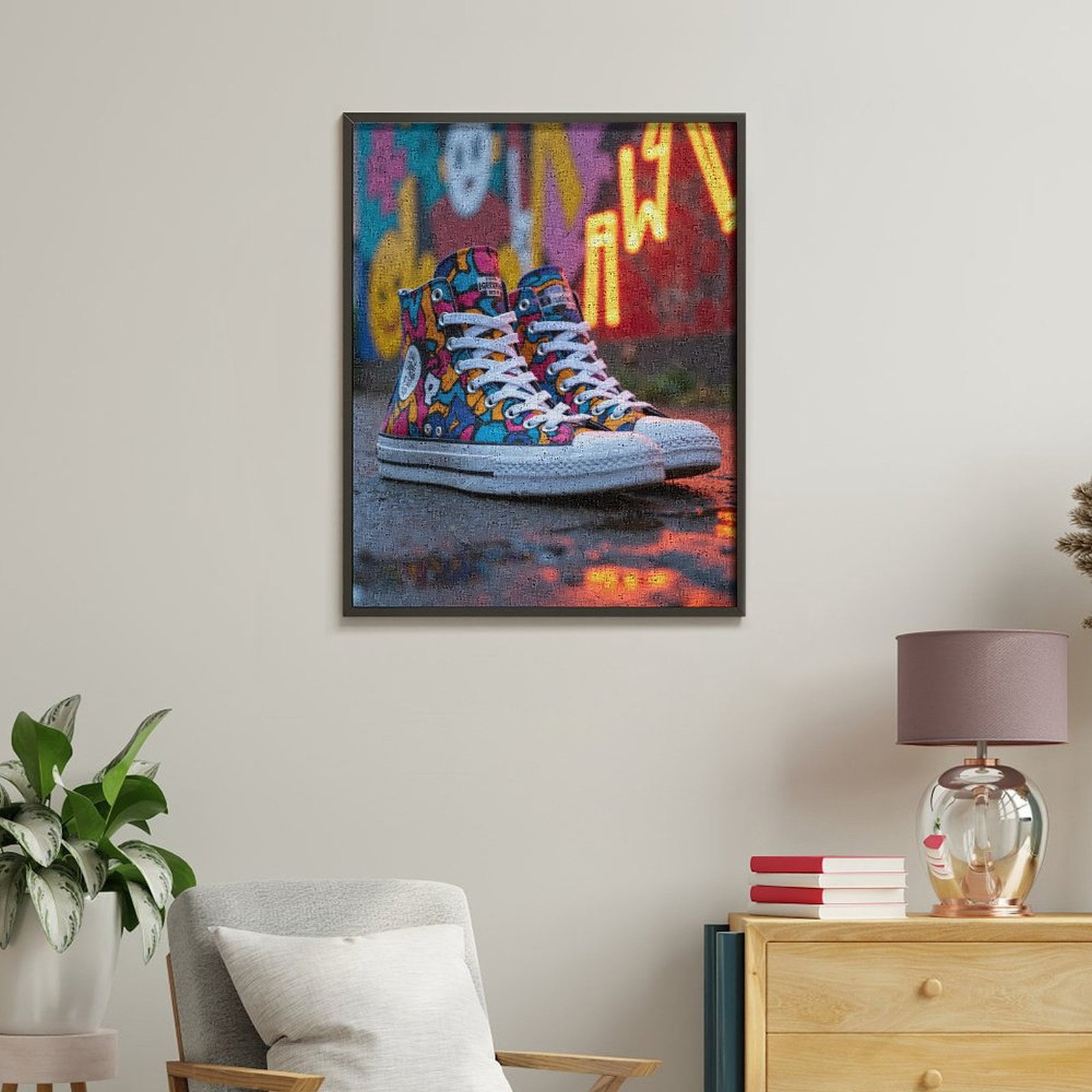 Paint by Numbers Kit for Adults, Colorful Graffiti Sneakers Street Art Paint by Numbers, Easy Paint by Numbers Kit for Adults Beginner, DIY Adult Paint by Number Kits on Canvas, Home Decor