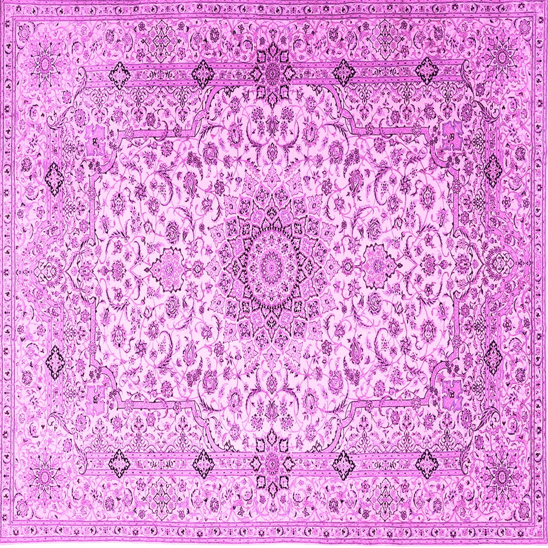 Ahgly Company Indoor Square Medallion Pink Traditional Area Rugs, 5 ...