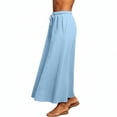thumbnail image 5 of Juesizh Maxi Skirt for Women Drawstring Elastic Waist Skirt Summer Loose Solid Color Pocket Flowy Skirt, S-2XL, 5 of 7