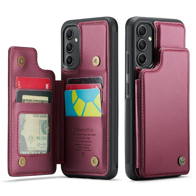 Funda para Samsung Galaxy A54 5G con tarjetero, funda tipo cartera para hombre y mujer con bloqueo RFID, funda de piel resistente con cierre magnético y función atril, a prueba de golpes