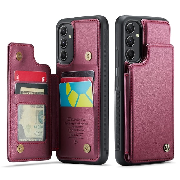 Funda para Samsung Galaxy A54 5G con tarjetero, funda tipo cartera para hombre y mujer con bloqueo RFID, funda de piel resistente con cierre magnético y función atril, a prueba de golpes