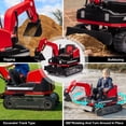 thumbnail image 6 of JOYLDIAS Kids 12V Electric 360 Degree Rotating Ride On Excavator and Bulldozer with Track Design Wheels, Remote Control, MP3, Toolbox (Red), 6 of 9
