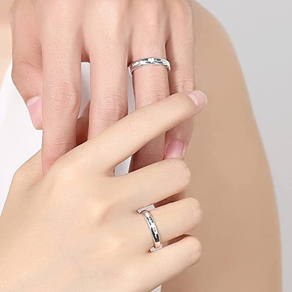 925 Sterling Silver Couple Rings Adjustable Open Heartbeat Rings Engagement Rings Rings Walmart