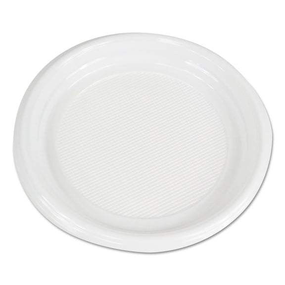 Hi-Impact Plastic Dinnerware, Plate, 9" Dia, White, 500/carton | Bundle of 5 Cartons