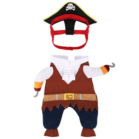 HDE Pirate Dog Costume Halloween Pet Apparel for Caribbean SeaDOGS Sized Small to Large (Brown, Large)