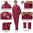 thumbnail image 5 of Tyhengta Men's Tracksuits Athletic 2 Piece Set 1/4 Zipper Casual Jogging Suit Gym Sportswear Burgundy L, 5 of 8