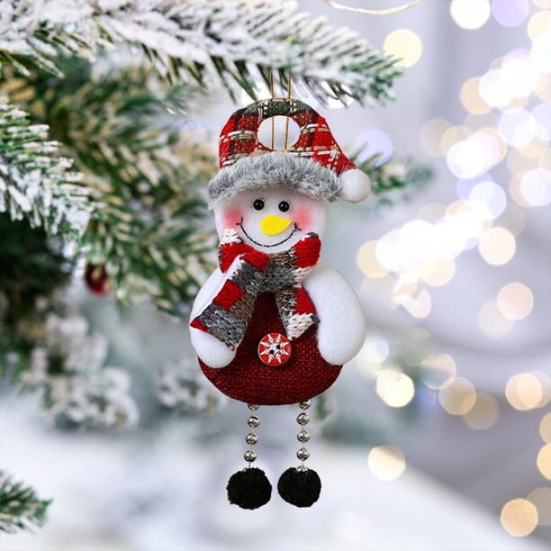Christmas Four Hanging Ornament 1 Pcs Santa Claus Snowman Long Bead Legs Pendant Xmas Decoration Holiday Party Door Wall Window Home Kitchen Office Table