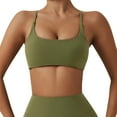 thumbnail image 2 of VISALY Sports Bras For Women Racerback Bra Women's Sports Bra Padded Crossed Back Bustier Without Underwire Spaghetti Straps For Yoga Fitness wireless bras Padded Bra Comfortable Bras Army Green L, 2 of 9