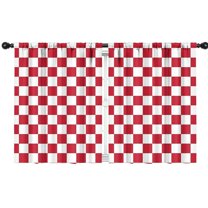Blackout Kids Curtains,Red and White Checkered Pattern Childrens Insulated Curtains Set Of 2,Bedroom Essentials,Toddler Room Decor 42"x54"
