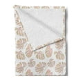 thumbnail image 2 of Tropical Soft Flannel Fleece Blanket, Floral Theme Exotic Leaves Pattern Hawaiian Flowers Motifs on Plain Background, Cozy Plush for Indoor and Outdoor Use, 70" x 90", Rose and Khaki, by Ambesonne, 2 of 5