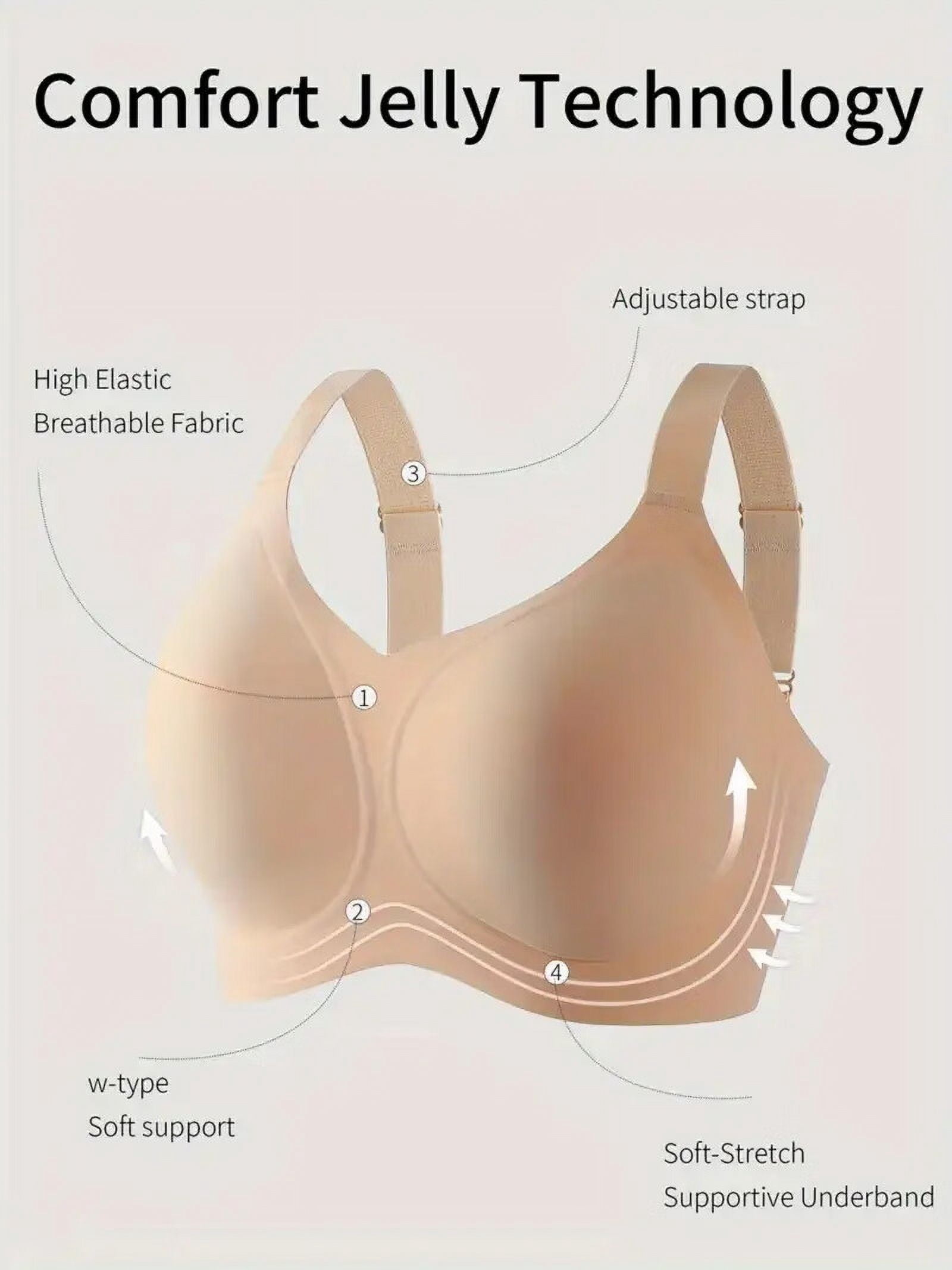 6-Pack Women's Wireless Jelly Bras,Push Up Comfort Soft No Underwire Full Coverage T-Shirt Bra