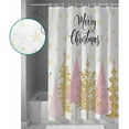 thumbnail image 6 of Christmas Shower Curtain Pink Xmas Tree Shower Curtains for Bathroom Decor Snowflake Snow Merry Christmas Christmas Decoration Bath Curtains Sets with Hooks Waterproof, 72x72 in, 6 of 6