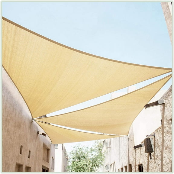 Colourtree 16' x 16' x 22' Beige Sun Shade Sail Right Triangle Canopy - UV Block UPF50 & Water Permeable, Heavy Duty Awning for Patio, Garden, Backyard, Yard, Outdoor (We Make Custom Size)