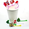 thumbnail image 4 of Cubierta de paja navideña, puntas de silicona, tapa antipolvo para beber, tapón de paja Yeti de muñeco de nieve de Papá Noel, decoración de paja reutilizable para fiesta de Navidad, 4 of 4