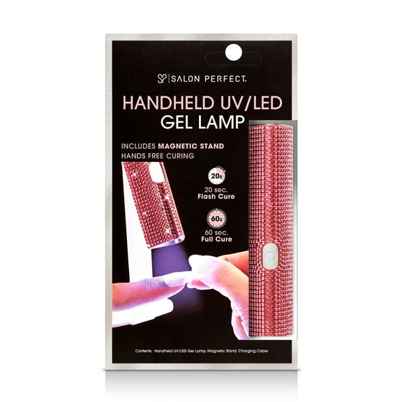 Salon Perfect Cordless Nail Lamp with Stand, Handheld UV/LED Light for Gel Nail Polish, Rechargable USB Nail Dryer for Fast Curing, Pink