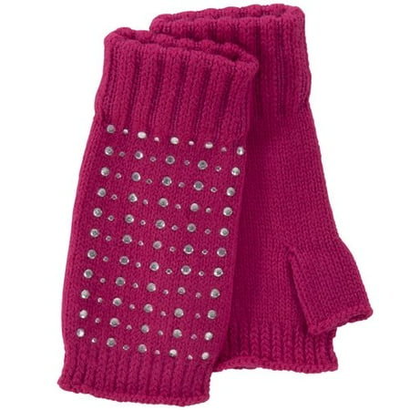 No Boundaries Fingerless Rhinestone Gloves, Fuchsia
