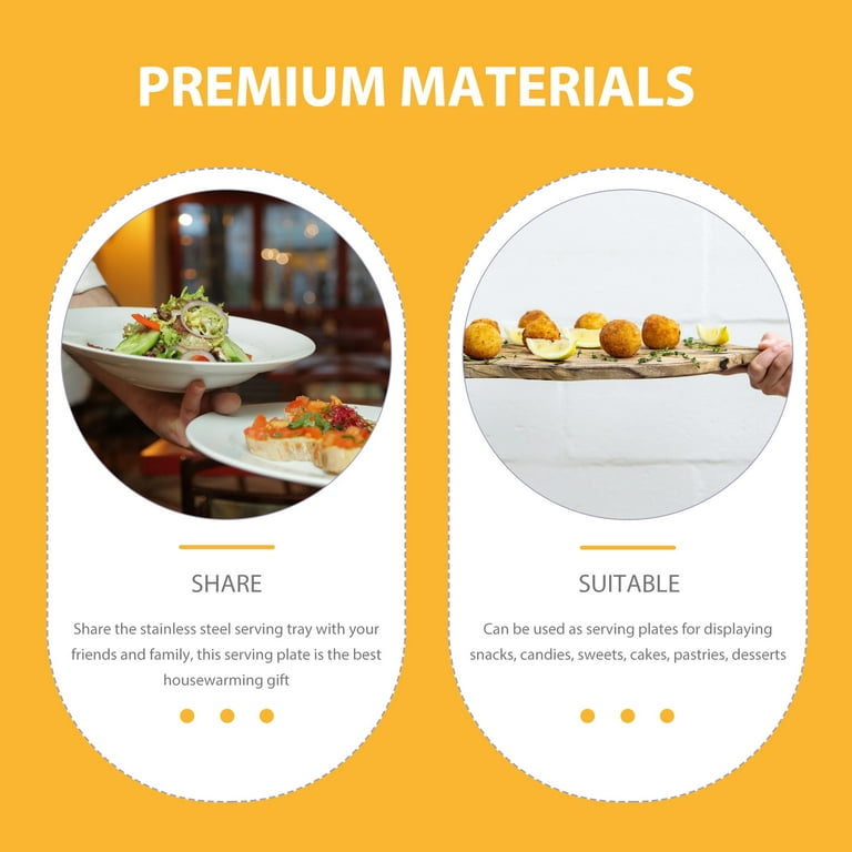 Stainless Steel Serving Tray with Handles Metal Food Tray Metal 