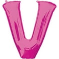 thumbnail image 2 of Giant Pink Letter V Foil Balloon 32", 2 of 2