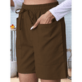 thumbnail image 4 of Omen Casual Shorts Drawstring Comfy Elastic Waist Shorts Summer Pull on Short with Pockets Coffee Color S, 4 of 7