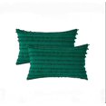 thumbnail image 1 of Wekity Juego de 2 fundas de almohada decorativas estilo bohemio, de lino, a rayas, con estampado de jacquard, para sofá, sala de estar, dormitorio, 12.0 x 20.0 in, color verde, 1 of 5