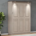 thumbnail image 2 of Euroco Wood Queen Size Murphy Bed with LED Light, Space-Saving Wall Bed for Bedroom, Beige, 2 of 13