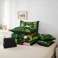 thumbnail image 6 of Homewish Chic Cool Frogs 7 Pieces Bedding Comforter Set,Patchwork Geometric Checkered Full Bedding Set,Green Mushroom Pink Lotus Fitted Sheet Flat Sheet,Microfiber Bedroom Decor Reversible, 6 of 8